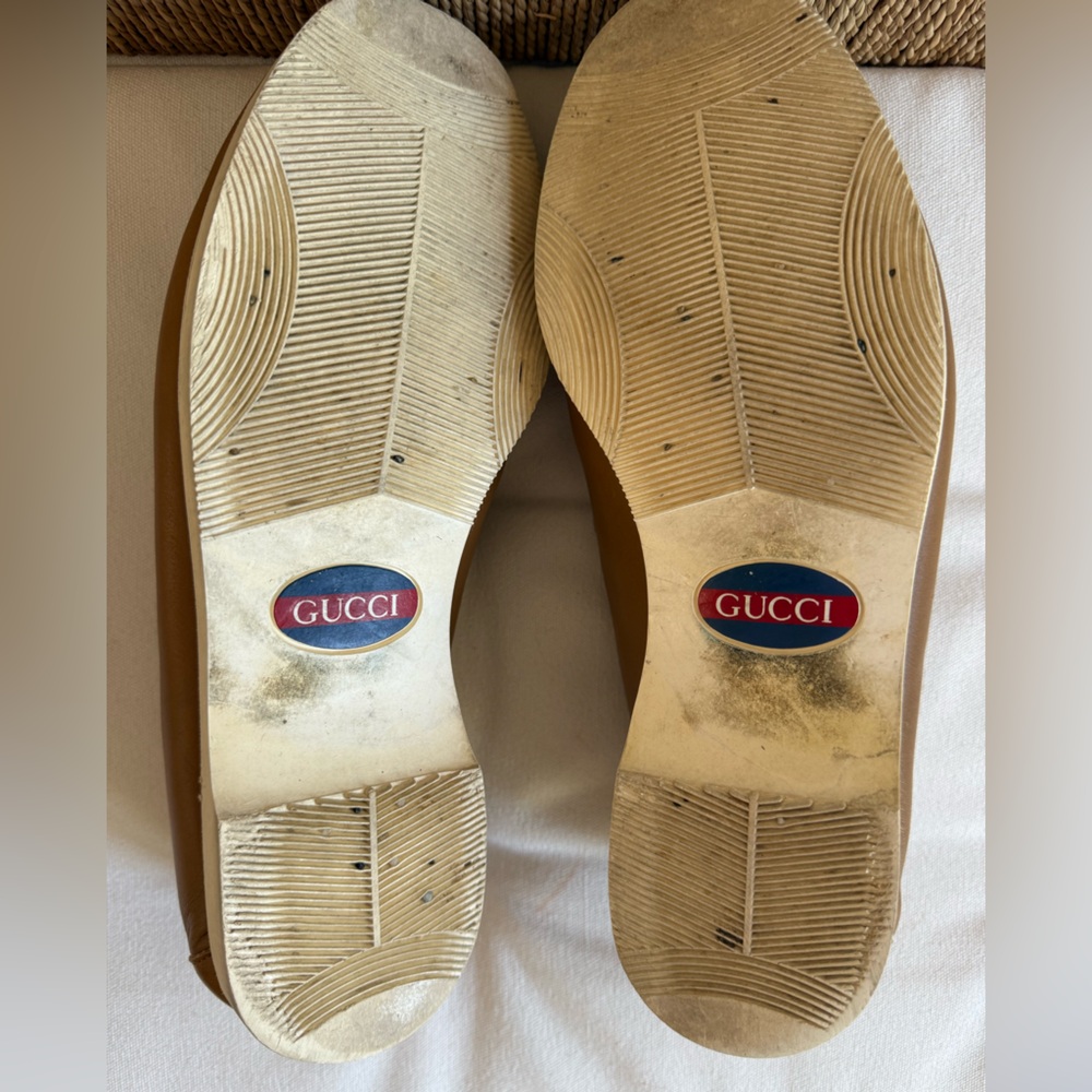 Women’s Tan Leather Loafers with Gold Horsebit - Picture 6 of 10